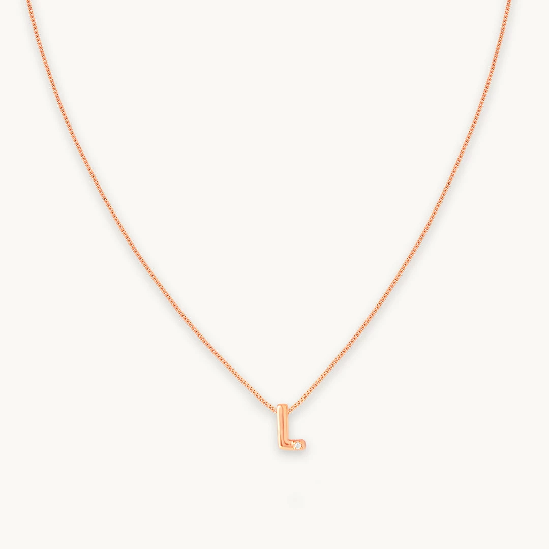 Astrid & Miyu Pendant Necklaces L Initial Pendant Necklace In Rose Gold With L 3 Astrid & Miyu Pendant Necklaces L Initial Pendant Necklace In Rose Gold With L