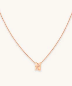Astrid & Miyu N Initial Pendant Necklace In Rose Gold With N Pendant Necklaces