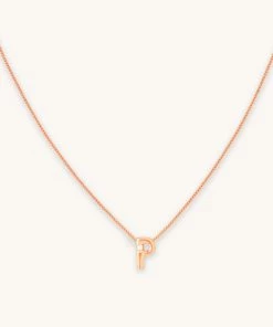 Astrid & Miyu Pendant Necklaces P Initial Pendant Necklace In Rose Gold With P
