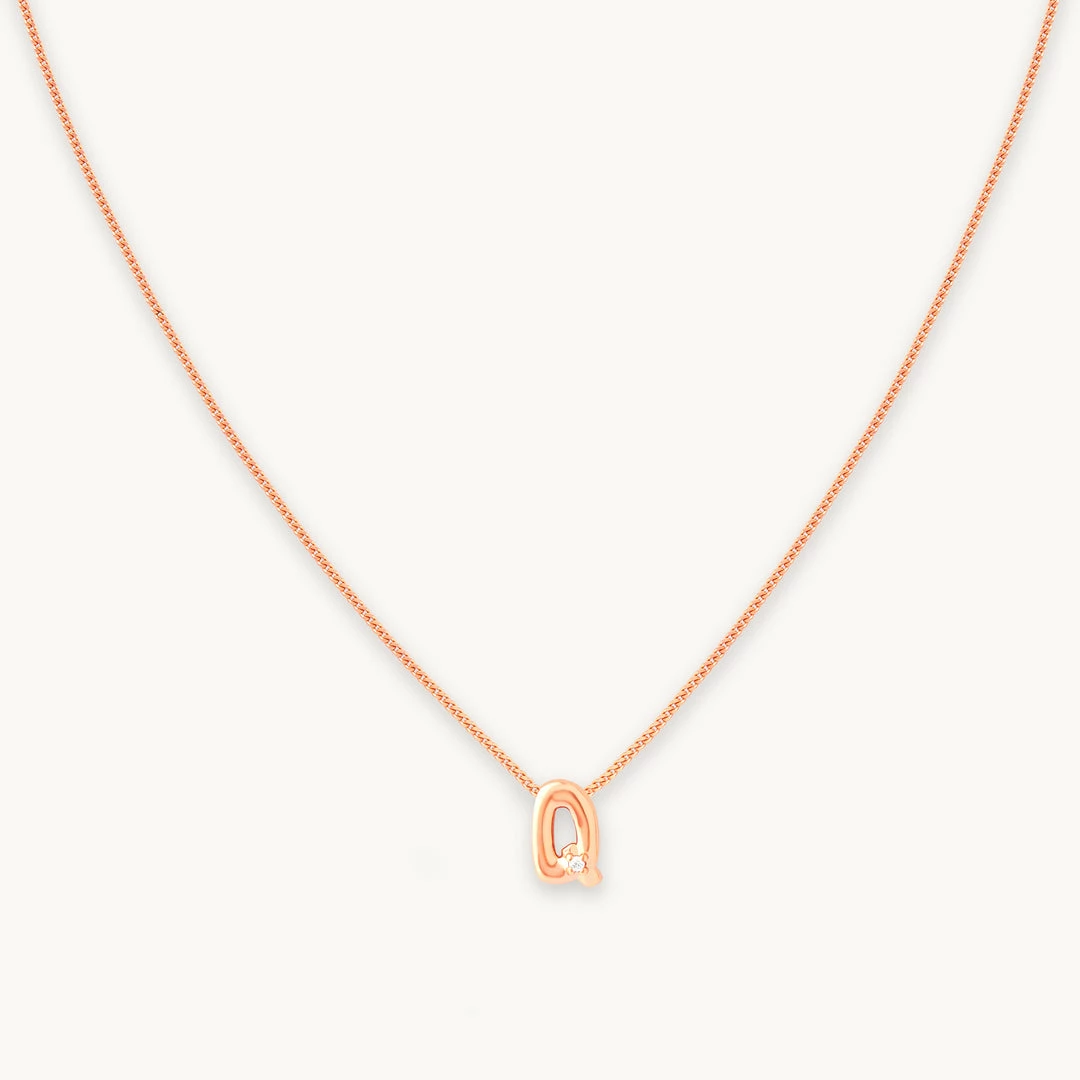 Astrid & Miyu Pendant Necklaces Q Initial Pendant Necklace In Rose Gold With Q 3 Astrid & Miyu Pendant Necklaces Q Initial Pendant Necklace In Rose Gold With Q
