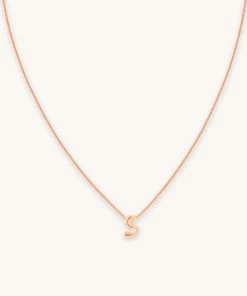 Astrid & Miyu Pendant Necklaces S Initial Pendant Necklace In Rose Gold With S
