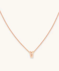 Astrid & Miyu Pendant Necklaces V Initial Pendant Necklace In Rose Gold With V