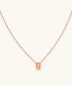Astrid & Miyu Pendant Necklaces W Initial Pendant Necklace In Rose Gold With W