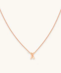 Astrid & Miyu X Initial Pendant Necklace In Rose Gold With X Pendant Necklaces