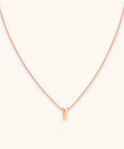 Astrid & Miyu Y Initial Pendant Necklace In Rose Gold With Y