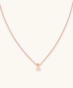 Astrid & Miyu Pendant Necklaces Z Initial Pendant Necklace In Rose Gold With Z