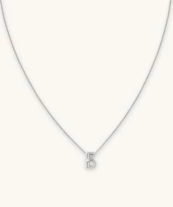 Astrid & Miyu Pendant Necklaces B Initial Pendant Necklace In Silver With B