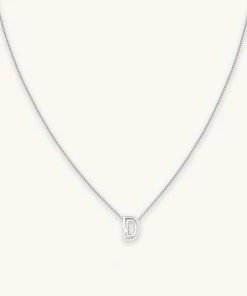 Astrid & Miyu D Initial Pendant Necklace In Silver With D