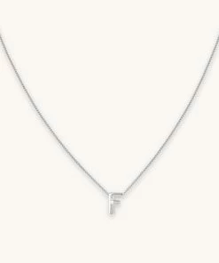 Astrid & Miyu F Initial Pendant Necklace In Silver With F