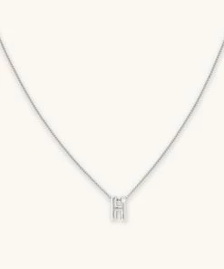 Astrid & Miyu H Initial Pendant Necklace In Silver With H Pendant Necklaces