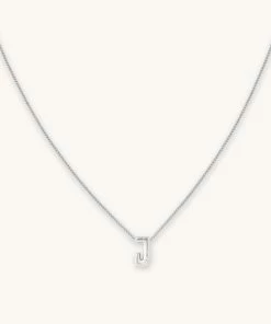 Astrid & Miyu J Initial Pendant Necklace In Silver With J Pendant Necklaces