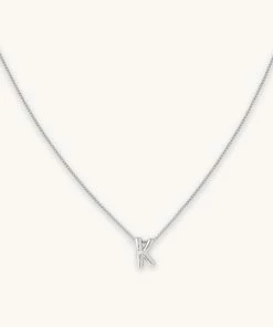 Astrid & Miyu Pendant Necklaces K Initial Pendant Necklace In Silver With K