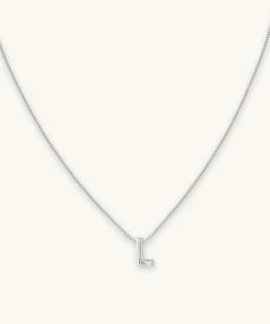 Astrid & Miyu L Initial Pendant Necklace In Silver With L