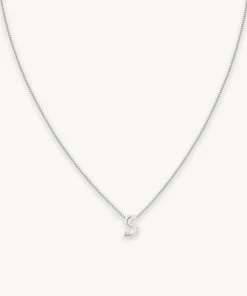 Astrid & Miyu S Initial Pendant Necklace In Silver With S
