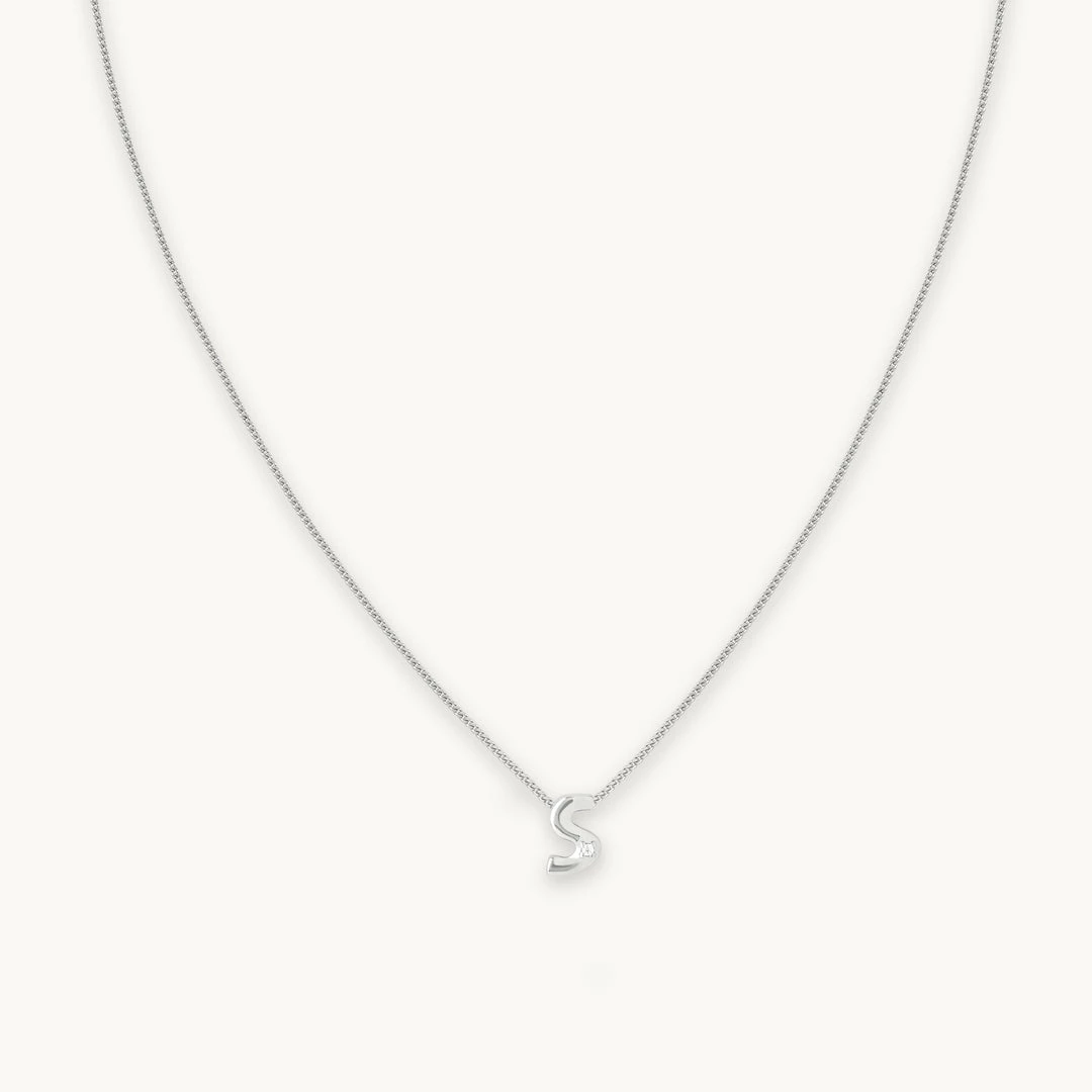 Astrid & Miyu S Initial Pendant Necklace In Silver With S 3 Astrid & Miyu S Initial Pendant Necklace In Silver With S