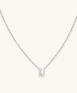 Astrid & Miyu U Initial Pendant Necklace In Silver With U