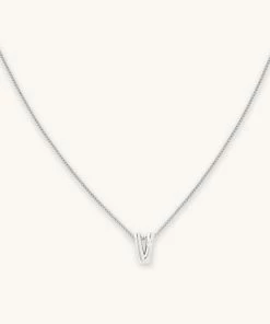 Astrid & Miyu Pendant Necklaces V Initial Pendant Necklace In Silver With V