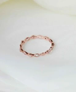 Astrid & Miyu Navette Crystal Band Ring In Rose Gold Rings