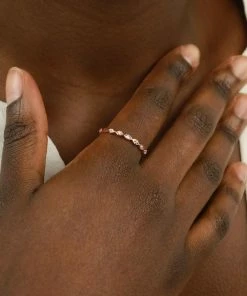 Astrid & Miyu Navette Crystal Band Ring In Rose Gold Rings