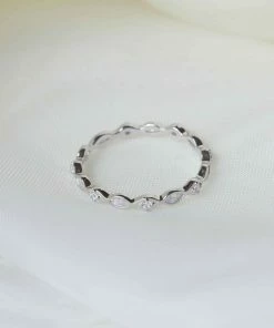 Astrid & Miyu Best Sellers Navette Crystal Band Ring In Silver