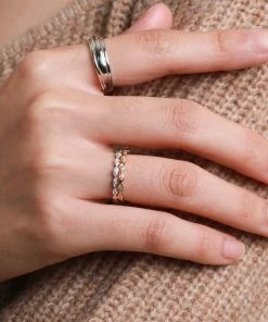 Astrid & Miyu Best Sellers Navette Crystal Band Ring In Silver