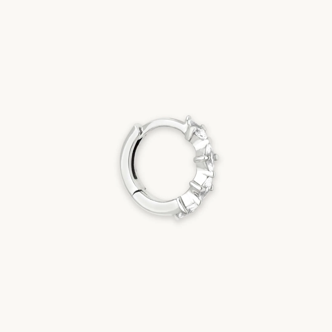 Astrid & Miyu Navette Hoop 8mm In Silver 3 Astrid & Miyu Navette Hoop 8mm In Silver