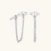 Astrid & Miyu Navette Chain Stud Earrings In Silver