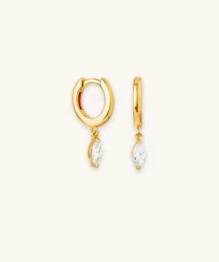 Astrid & Miyu Best Sellers Navette Charm Huggies In Gold