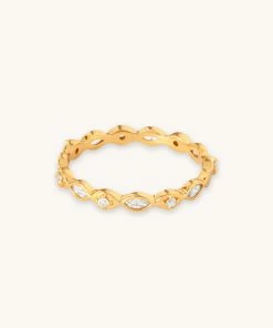 Astrid & Miyu Best Sellers Navette Crystal Band Ring In Gold