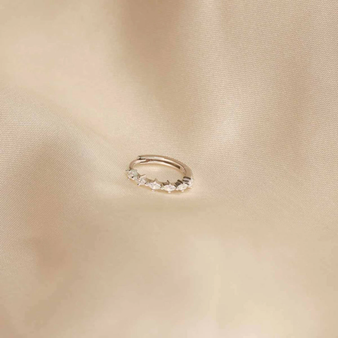 Astrid & Miyu Navette Hoop 11.5mm In Silver 5 Astrid & Miyu Navette Hoop 11.5mm In Silver