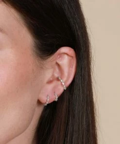 Astrid & Miyu Earrings Navette Hoop 6.5mm In Silver