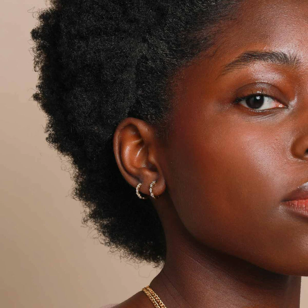 Astrid & Miyu Best Sellers Navette Hoop 8mm In Gold 4 Astrid & Miyu Best Sellers Navette Hoop 8mm In Gold