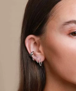 Astrid & Miyu Navette Hoop 8mm In Silver 11 Astrid & Miyu Navette Hoop 8mm In Silver