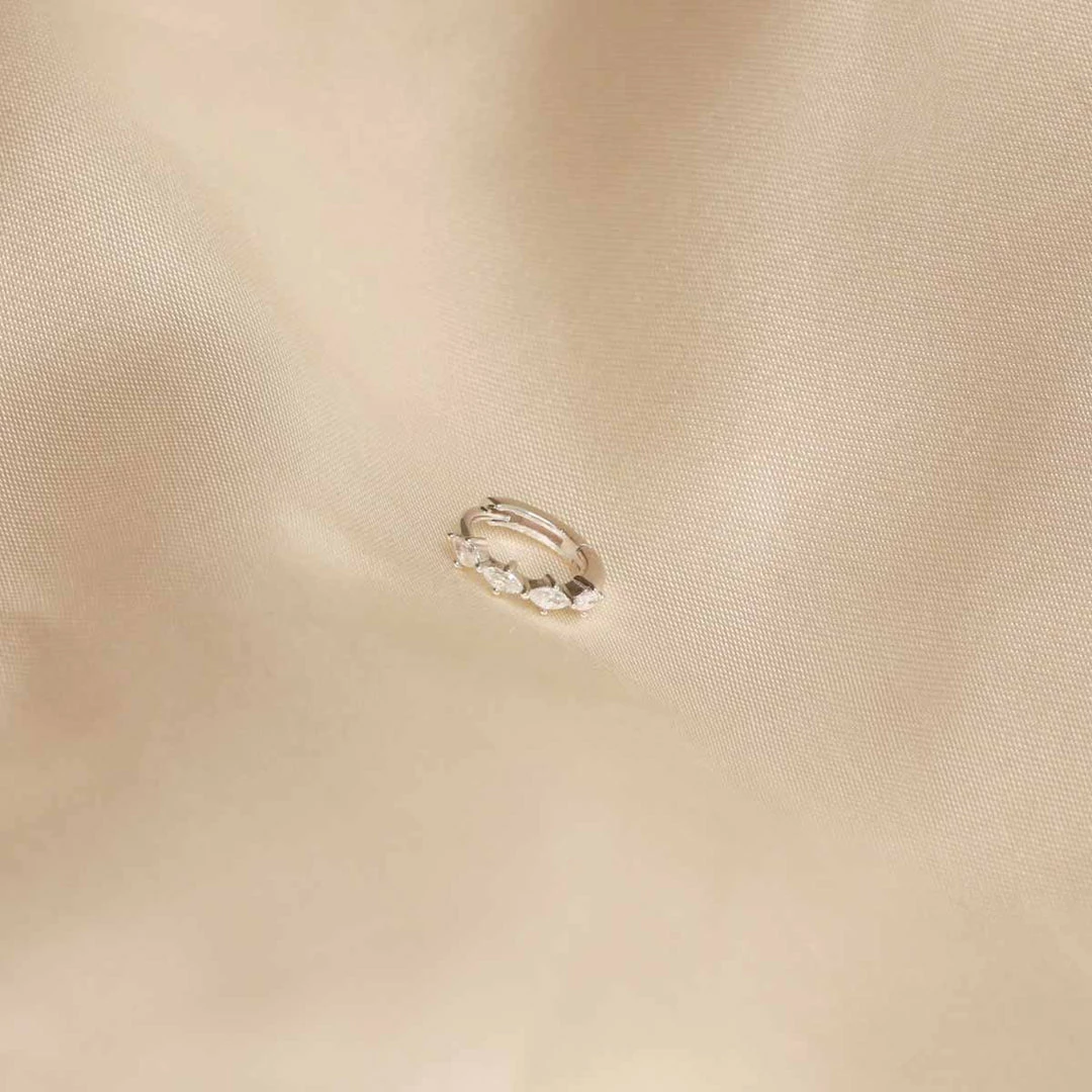 Astrid & Miyu Navette Hoop 8mm In Silver 5 Astrid & Miyu Navette Hoop 8mm In Silver