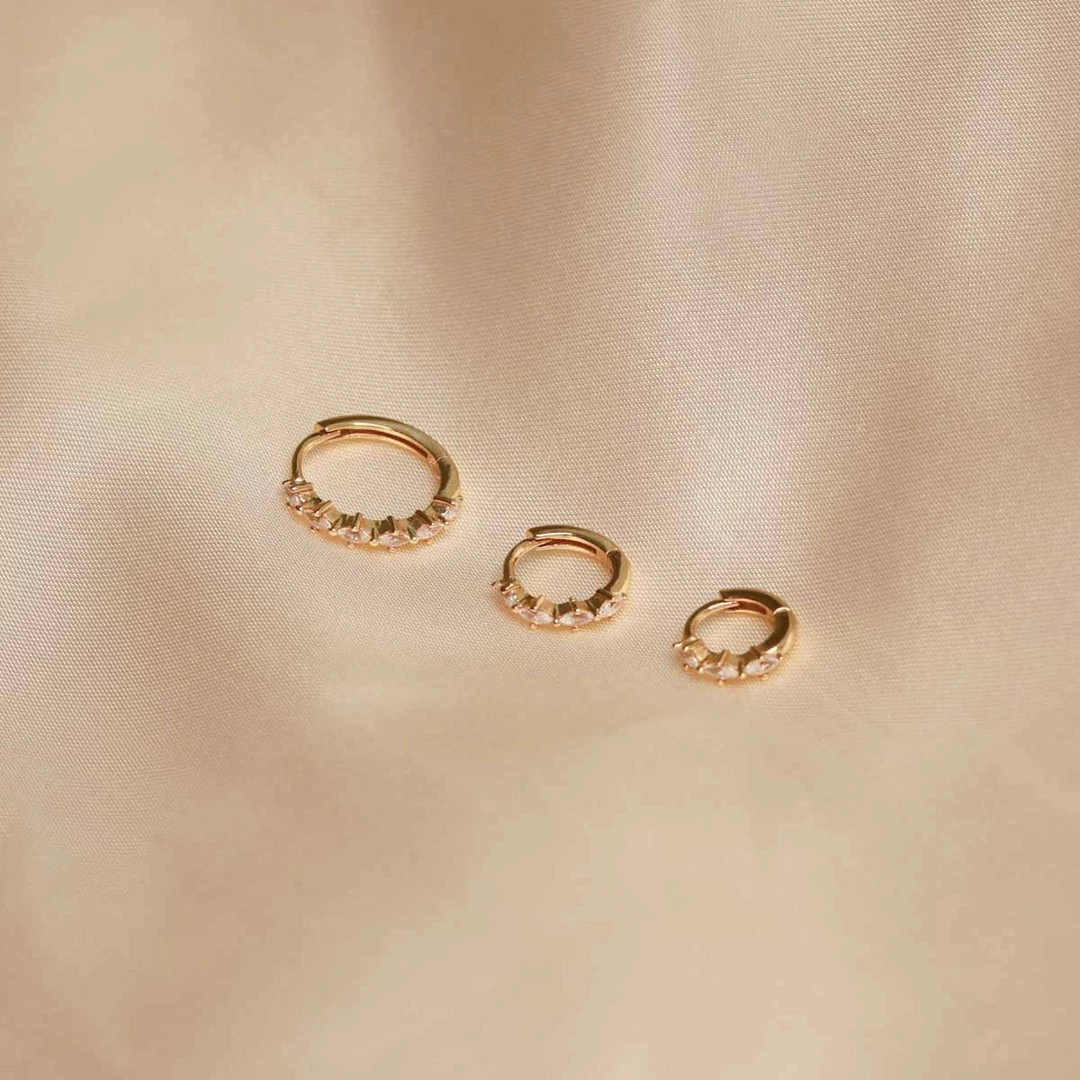 Astrid & Miyu Best Sellers Navette Hoop 8mm In Gold 7 Astrid & Miyu Best Sellers Navette Hoop 8mm In Gold