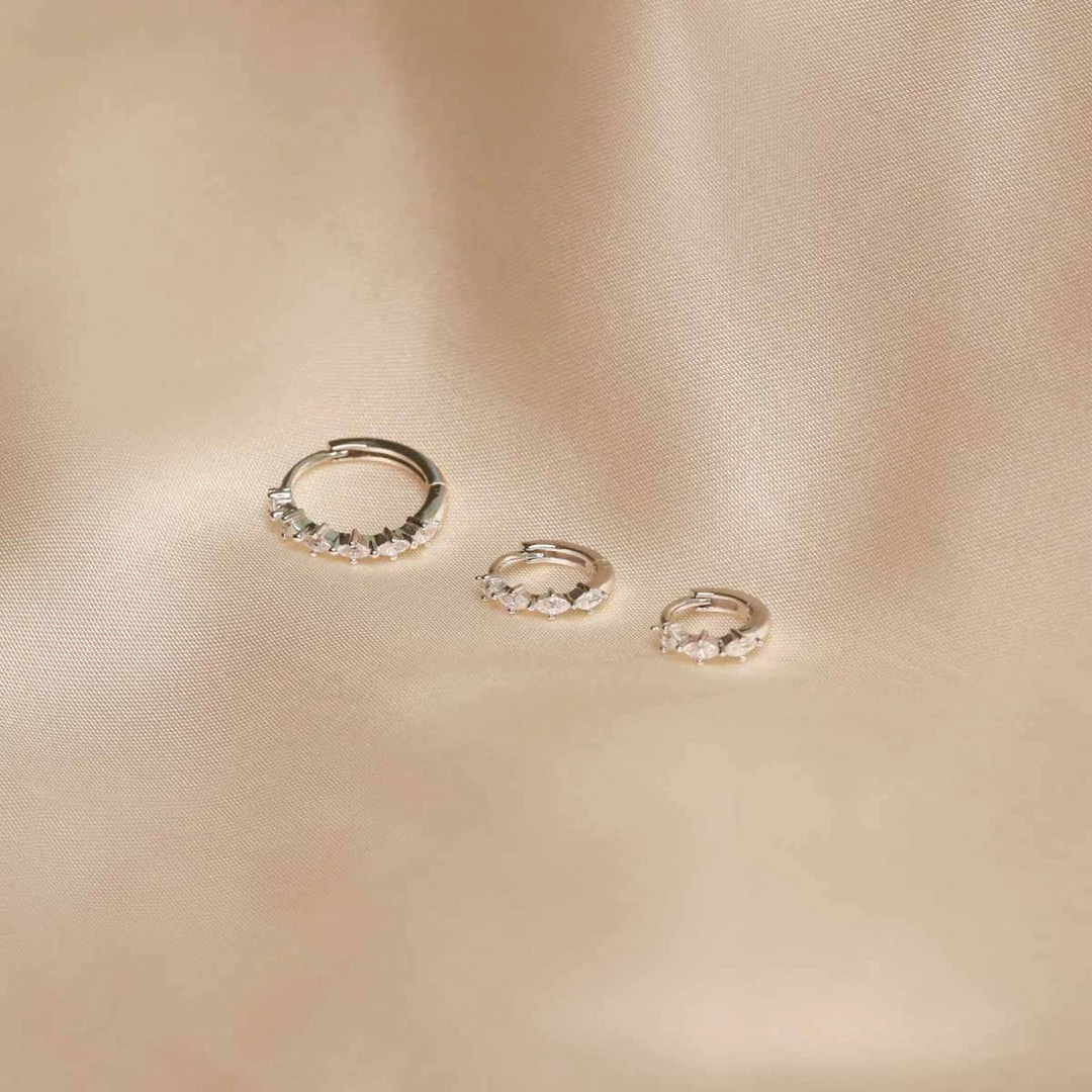 Astrid & Miyu Navette Hoop 8mm In Silver 7 Astrid & Miyu Navette Hoop 8mm In Silver