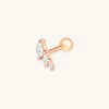 Astrid & Miyu Earrings Navette Wave Barbell In Rose Gold