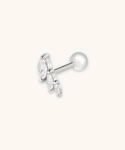 Astrid & Miyu Navette Wave Barbell In Silver