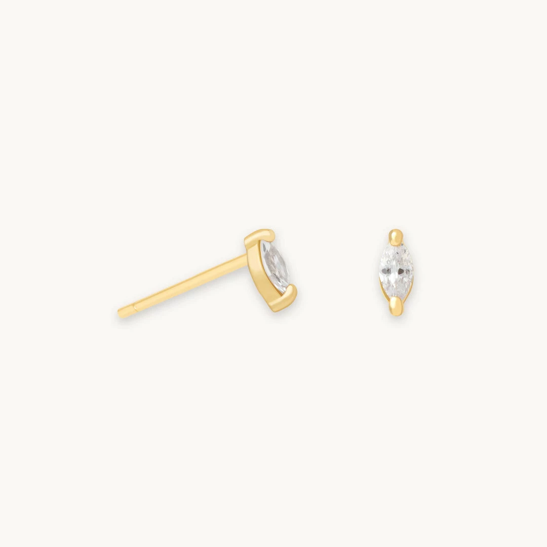 Astridandmiyu Navette Gem Stud Earrings In Gold 3 Astridandmiyu Navette Gem Stud Earrings In Gold