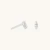 Astridandmiyu Navette Gem Stud Earrings In Silver