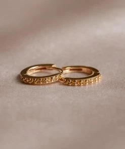 Astrid & Miyu November Birthstone Huggies In Gold With Citrine CZ