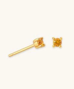 Astrid & Miyu Birthstone Earrings November Birthstone Stud Earrings In Gold With Citrine CZ