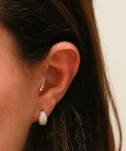 Astrid & Miyu Glimmer Bold Pave Huggies In Silver