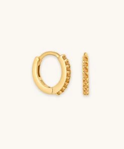 Astrid & Miyu November Birthstone Huggies In Gold With Citrine CZ