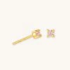 Astrid & Miyu October Birthstone Stud Earrings In Gold With Pink Tourmaline CZ Birthstone Earrings