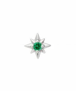 Astrid & Miyu Cosmic Emerald Barbell In Silver