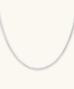 Astrid & Miyu Oval Snake Chain Necklace In Silver Necklaces