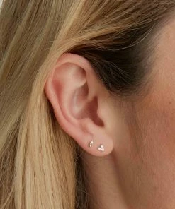 Astrid & Miyu Earrings Solid Gold Diamond Beaded Piercing Stud