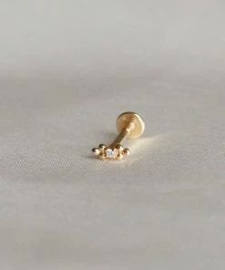 Astrid & Miyu Solid Gold Crystal Beaded Piercing Stud Earrings