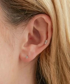 Astrid & Miyu Earrings Solid White Gold Crystal Beaded Piercing Stud